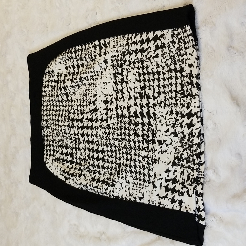 Mango Suit Skirt Womens Size Medium Black White Pencil Office